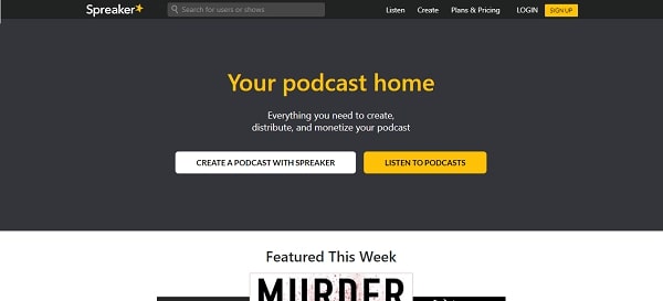 spreaker homepage